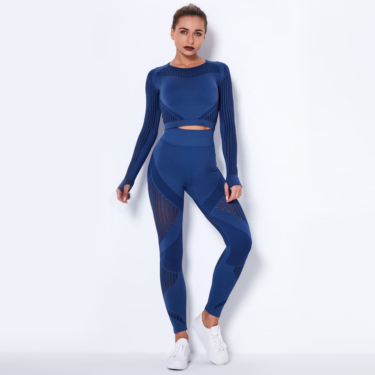 Seamless Knitted Absorbent Yoga Long-Sleeved Suit Yoga Wearsuit 4