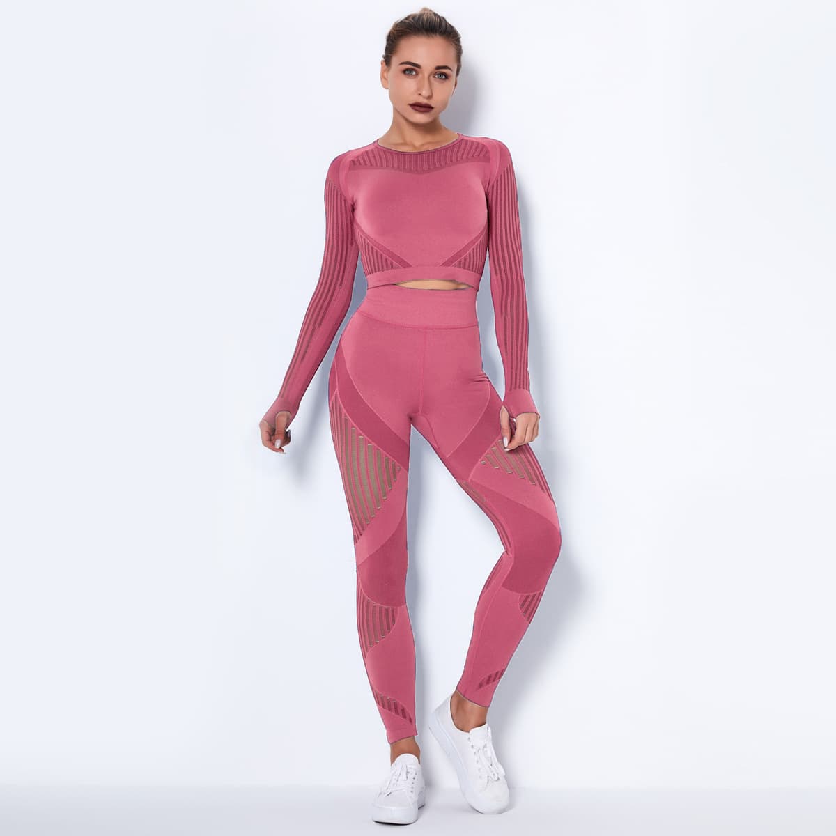 Seamless Knitted Absorbent Yoga Long-Sleeved Suit Yoga Wearsuit 3