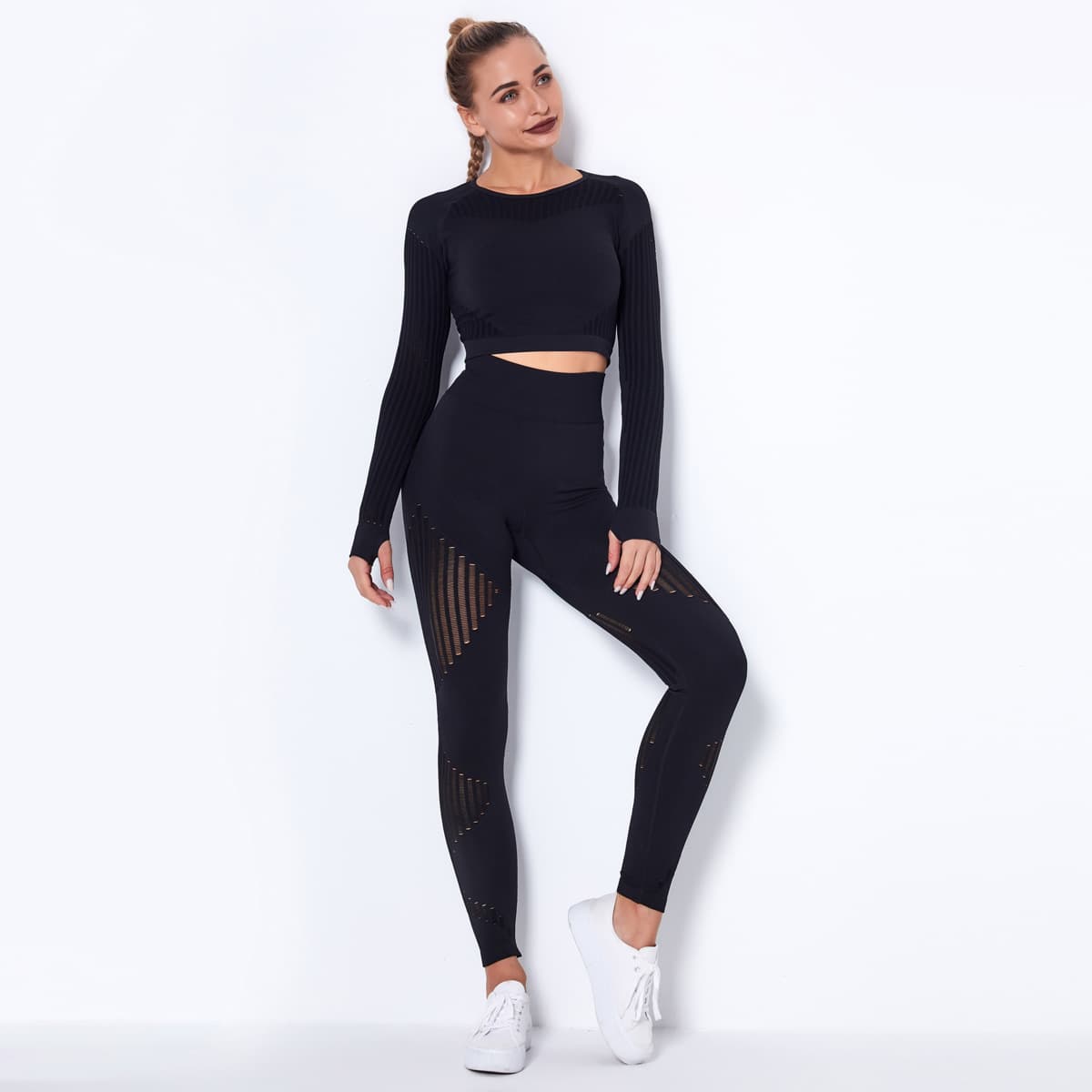 Seamless Knitted Absorbent Yoga Long-Sleeved Suit Yoga Wearsuit 13