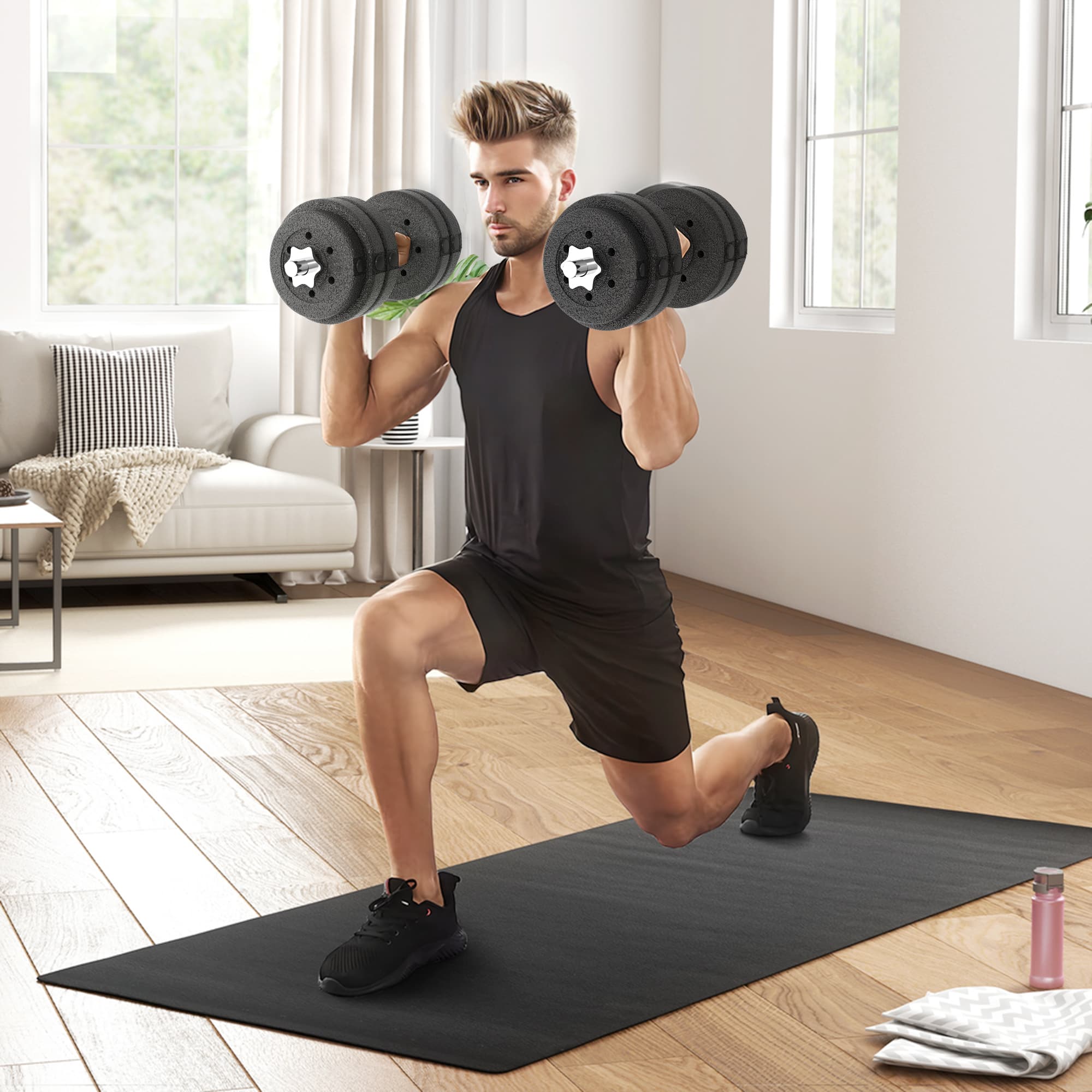 30KG Adjustable Dumbbells Set, Hand Weights Set For Home Gym Weight Lifting Training 3