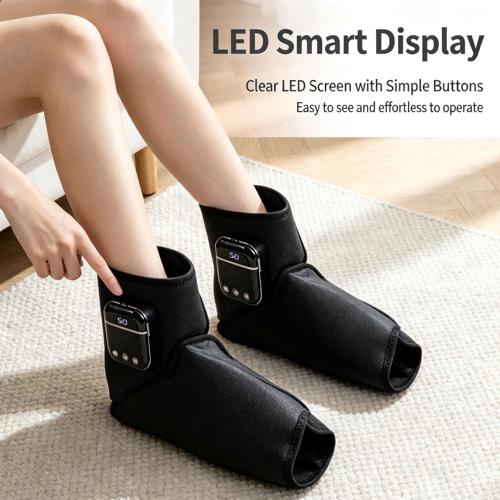 Portable Air Compression Foot Massager With Heat Cordless Foot And Ankle Compression Boots, Recovery For Edema, Plantar Fasciitis, Ideal Gift For Men Women 4