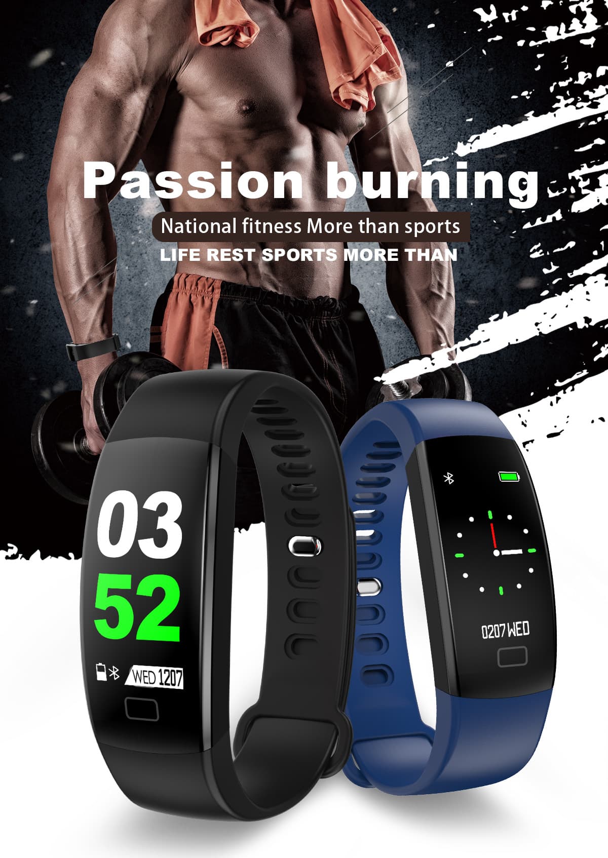 F64 Smart Bracelet Sports Bluetooth Watch 7