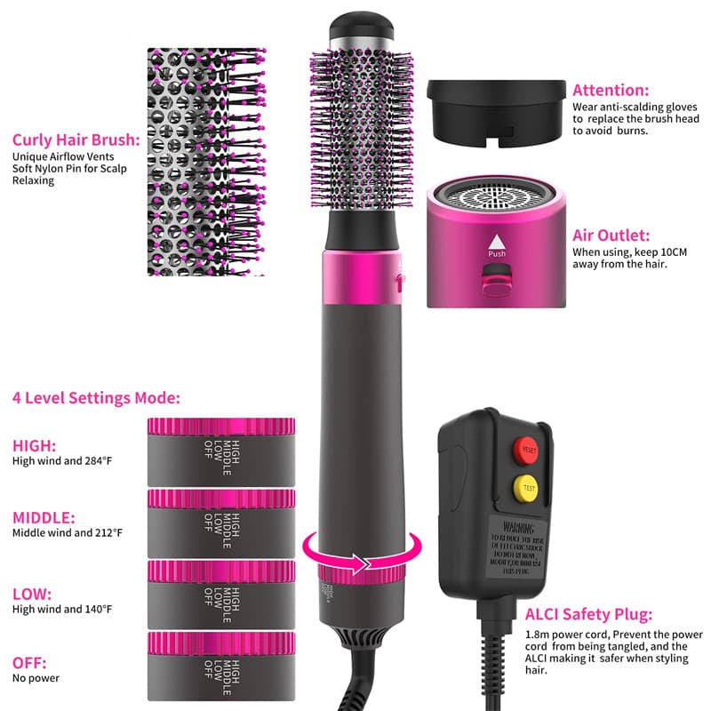 Professional 5 In 1 Hair Dryer Brush Dryer And Straightening Brush Electric Hair Styling Tool Automatic Hair Curler Beauty Supplies Gadgets 5