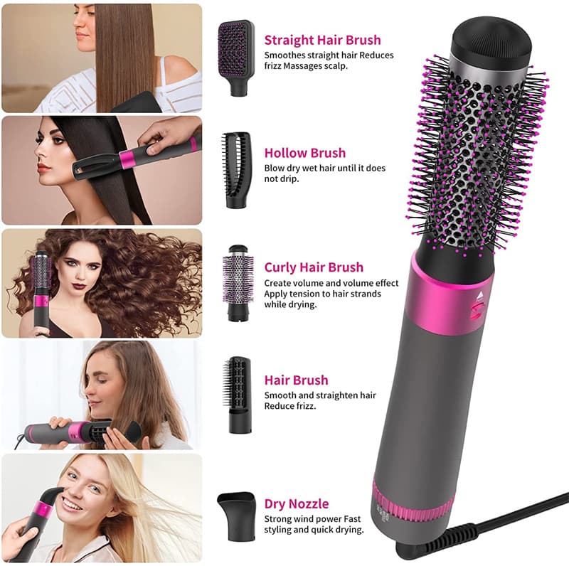 Professional 5 In 1 Hair Dryer Brush Dryer And Straightening Brush Electric Hair Styling Tool Automatic Hair Curler Beauty Supplies Gadgets 7