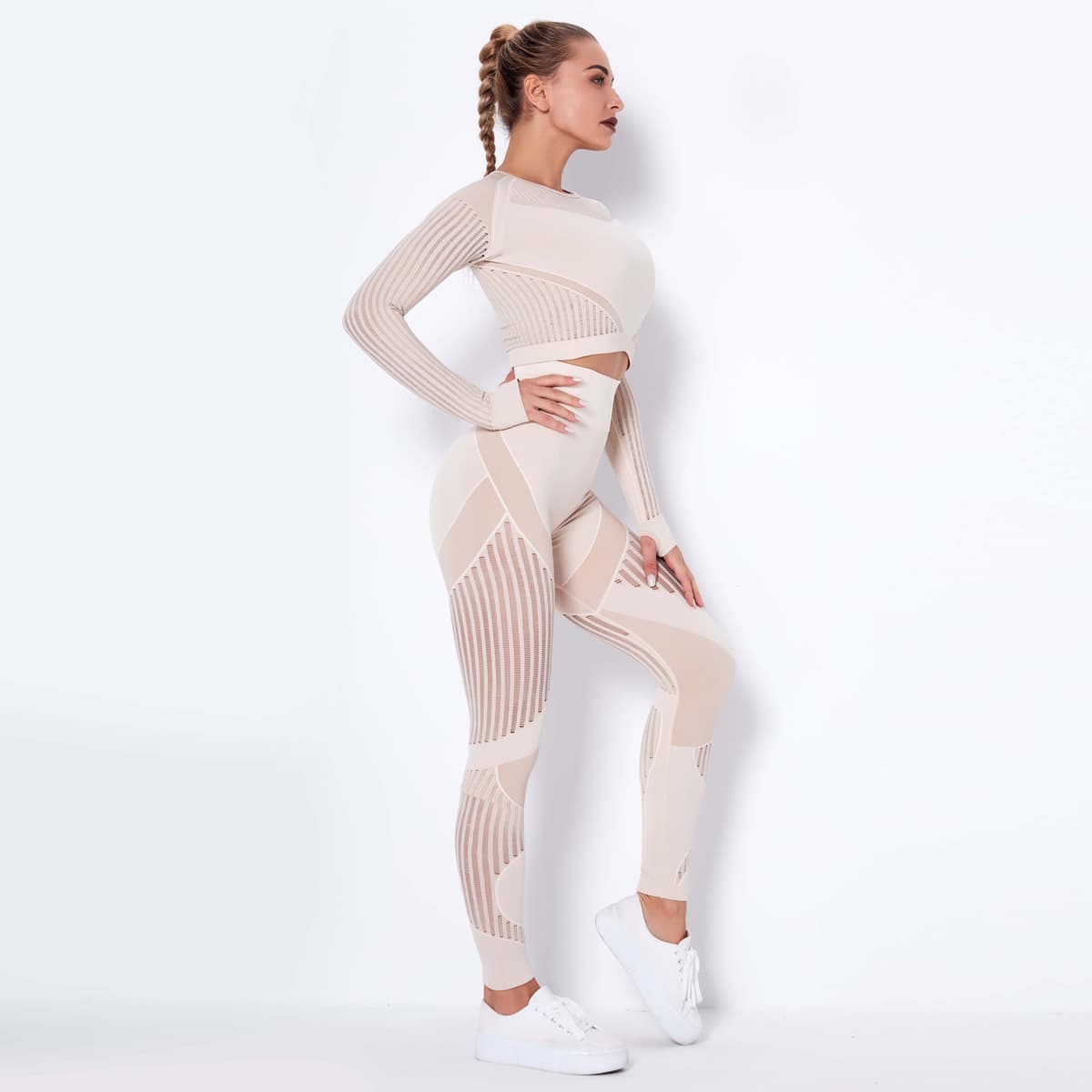 Seamless Knitted Absorbent Yoga Long-Sleeved Suit Yoga Wearsuit 2