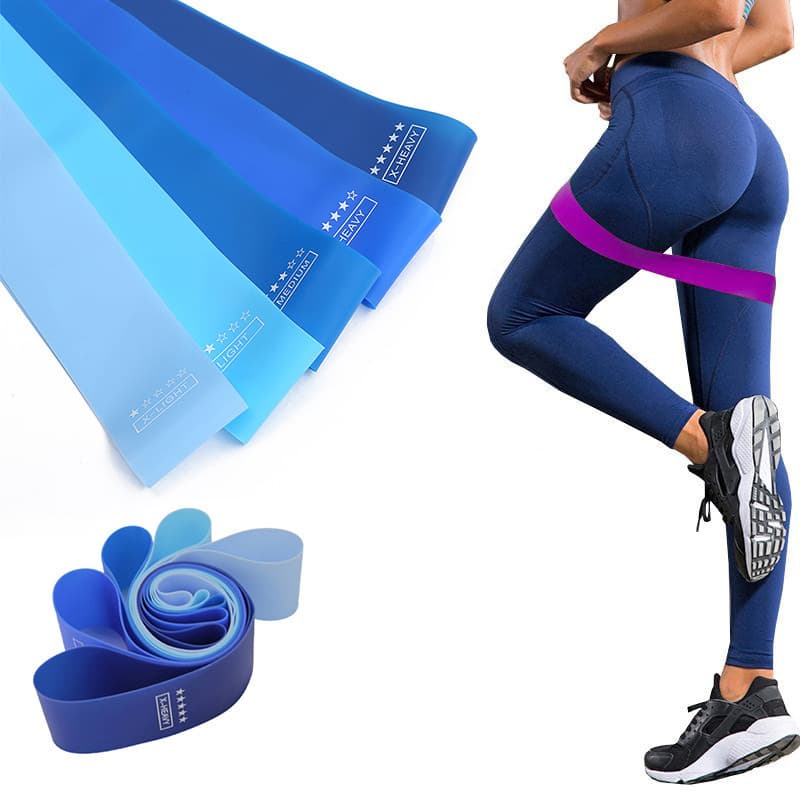 TPE Gradient Blue Yoga Squat Hip Resistance Band 10
