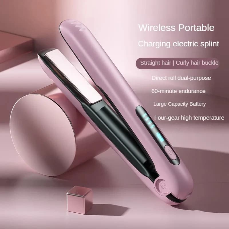 Wireless Hair Straightener Flat Iron Mini 2 IN 1 Roller USB 5000mAh Max 200 Degree Portable Cordless Curler 4 Levels Dry And Wet Uses 7