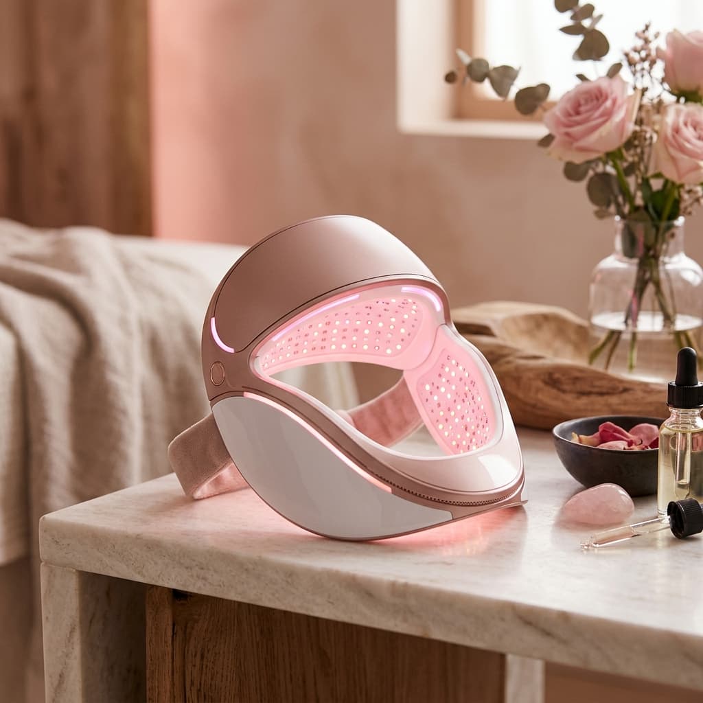 An LED light therapy mask